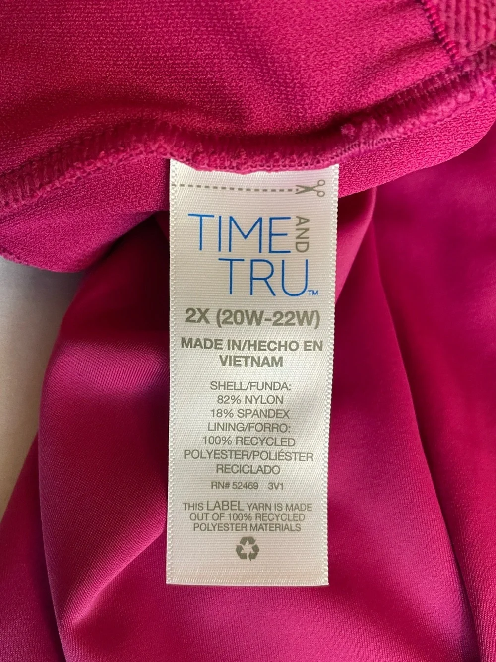 Time and Tru 2X Pink V Wire One Piece Swimsuit Plus Size 20W 22W